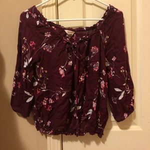 Maroon Floral Crop Top Size Large